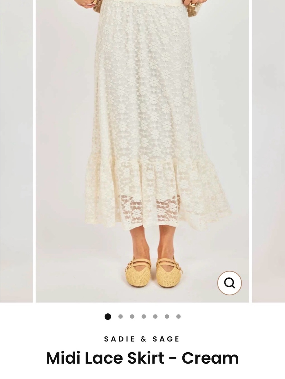 Sadie & Sage Cream Midi Lace Skirt NWT